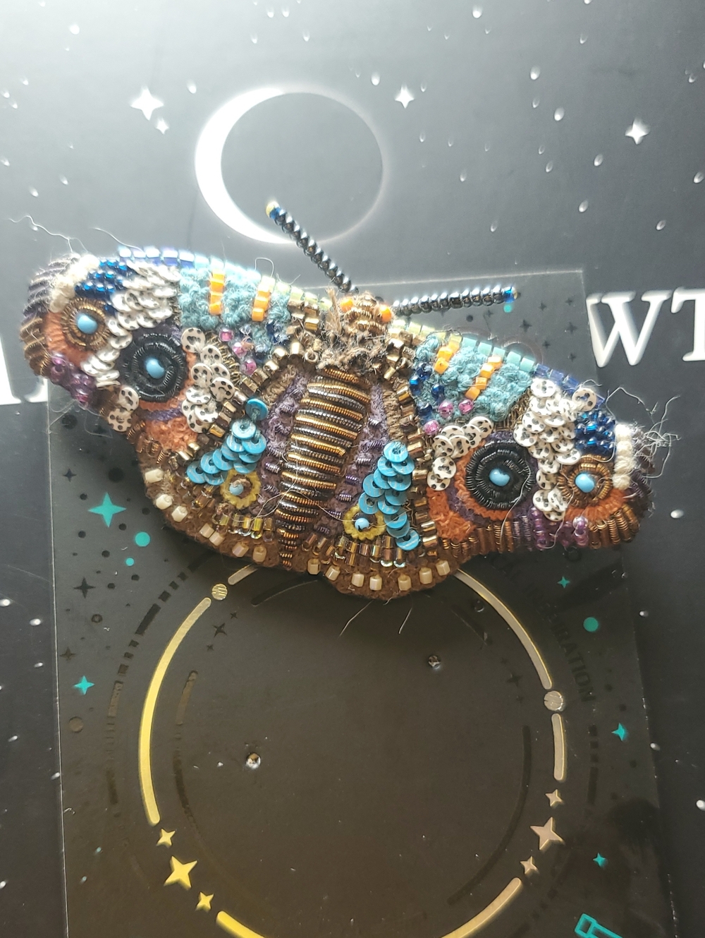 Handcrafted Multicolor Beaded Moth Brooch - Women Accessories